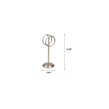 J&V TEXTILES Steel Towel Rack Holder Stand with 2 Hanging Rings for Bathroom Vanity Countertops - Space Saving Hand Towel Holder (Brushed Satin Nickel)