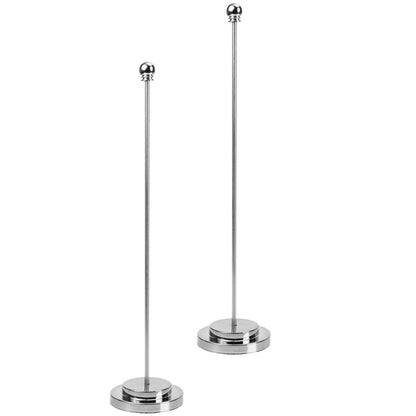 VANZACK 2Pcs Silver Desk Flag Holder Table Banner Stand Stainless Steel Pole with Plastic Base for Office Prom Party Signs 12.99In