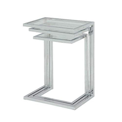 Carolina Classic Addison Powder Coated Metal Frame Nesting Table Set in Chrome