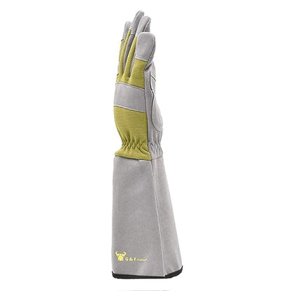G & F Products 2431L Florist Pro Long Sleeve Rose gardening Gloves, Rose Pruning Gloves, Thorn Resistant Garden Gloves - Men's Large , Yellow , Army Green