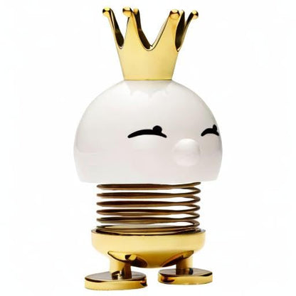Hoptimist Princess Bimble, Home Decor Ornament - Scandinavian Design, Plastic W/Metal Spring, Small - Monarchy Collection Ideal Gifts for Any Occasion- (White)