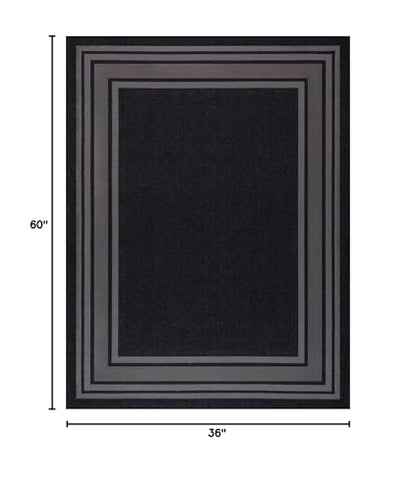 Luul Home Modern Bordered Non Slip Indoor Rugs for Living Room 3x5 Area Rugs for Kitchen, Rug for Bedroom, and Hallway, Stain Resistant Easy Cleaning Non Shedding Black 3 x 5