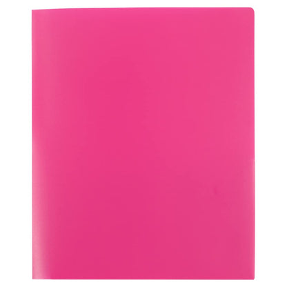 JAM PAPER Heavy Duty Plastic 2 Pocket Extra Tough School Folders - Fuchsia Hot Pink - 6/Pack