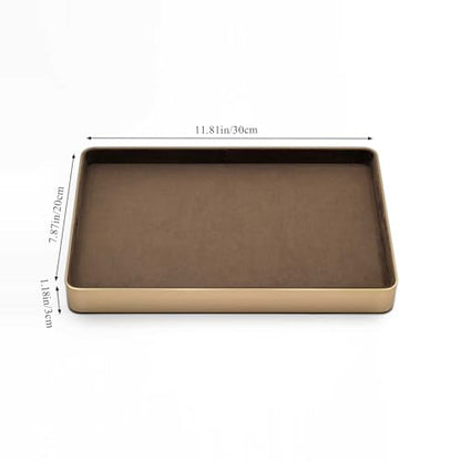 KOLOKAL Metal Jewelry Tray, Valet Tray, Bedside Table and Desktop Organizer. It is Stackable and can be Used to Display Watches, Rings, Earrings and Bracelets（Brown）