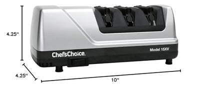 Chef’sChoice 15XV EdgeSelect Professional Electric Knife Sharpener with 100-Percent Diamond Abrasives and Precision Angle Guides for Straight Edge and Serrated Knives, 3-Stage, Gray