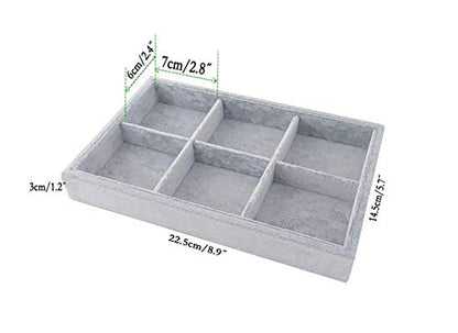 Svea Display Jewelry Organizer Stackable Multi Layer Storage Velvet 6 Grids Premium Grade Stackable Drawer Insert Divider