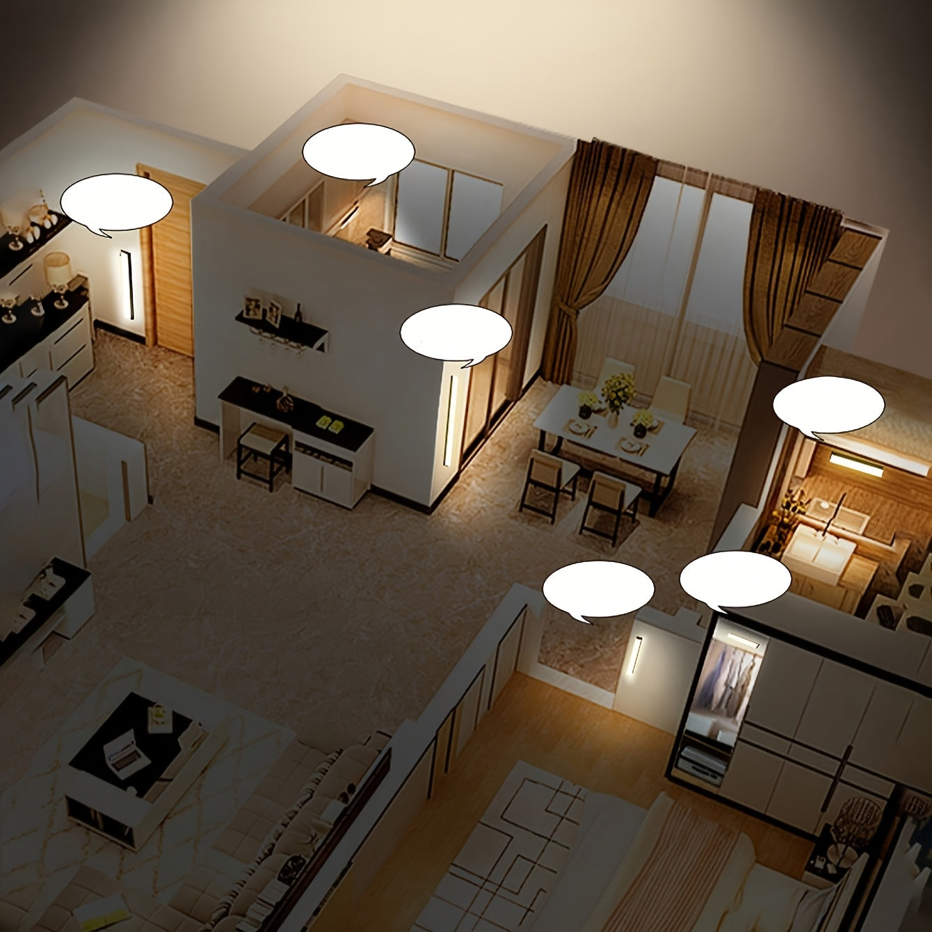 Office Light, Motion Sensor Light, Cabinet Wardrobe Light, Wireless LED Night Light, Stair Backlight, Rechargeable, Suitable for Room, Kitchen, Closet, Stairs, Bathroom and Hallway - Wall Mount, Desktop, Ceiling, Pole Mount, Touch Switch, Indoor Use