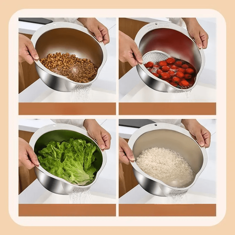 304 Stainless Steel Colander- Multi-Purpose Draining Basket for Vegetables, Fruits, Beans, Pasta& Rice- Durable Kitchen Tool for Effective Draining, Perfect for Home Cooking with Fine Mesh