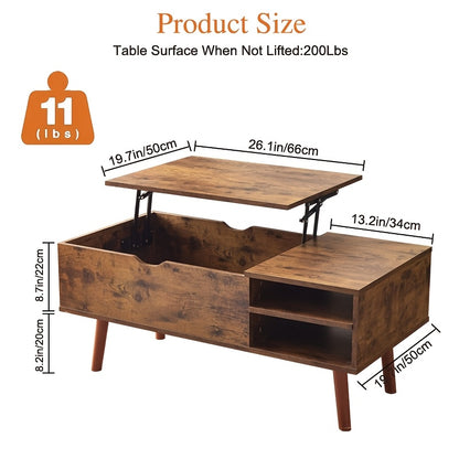 [Hidden Coffee Table] Elevating Coffee Table With Hidden Compartments | Suitable For Living Rooms, Offices, And Apartments, Dining Table With Open Compartments