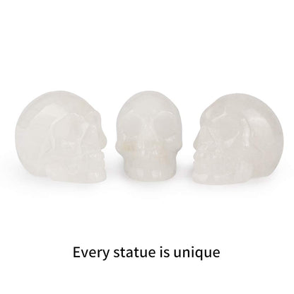 Artistone 2.0" Clear Quartz Crystal Skull Head Decor Statue Healing Stones,Hand Carved Gemstone Skull Figurine Stone for Halloween Carnival Party,Personality Bar,Home,Office