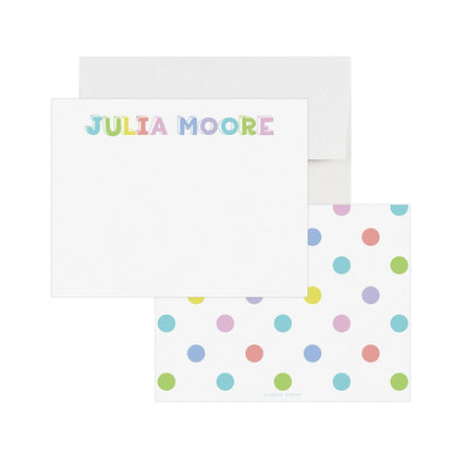 Personalized Baby Shower Note Cards with Envelopes, Colorful Polka Dot Stationery Paper, School Note Cards for Kids Children Girls, Birthday Thank You Cards Your Choice of Quantity and Envelope Color