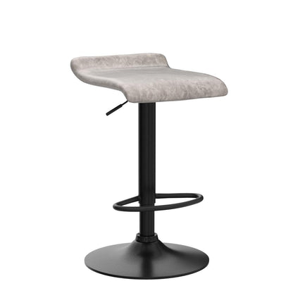 Finnhomy Bar Stools Set of 2 Counter Height, Swivel Barstools with Footrest and Backless, Height Adjustable Rustic Bar stools for Kitchen, Vintage Leather, Retro Grey
