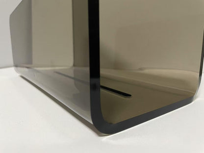 brilliant choice Magazine Holder, Brown Clear Acrylic with Stainless Steel Handle, Tabletop Display Stand