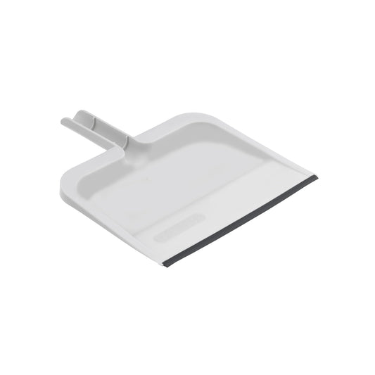 Superio Clip-On Dustpan with Rubber Lip - 10-inch Wide Durable Plastic Dust Pan with Comfort Grip Handle, White, 1-Pack