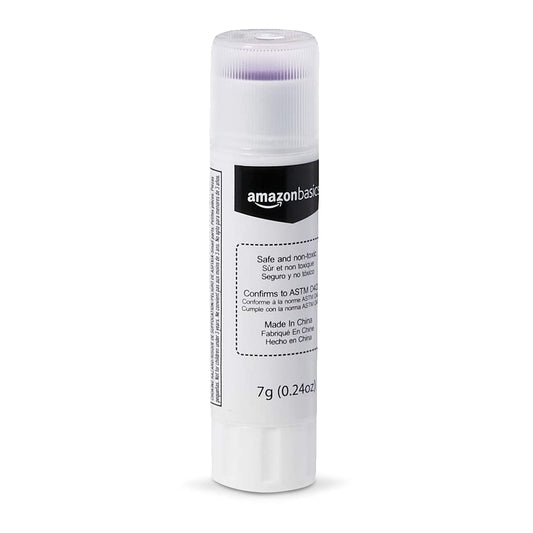Amazon Basics Purple Washable School Glue Sticks for Classroom Supplies and Craft Projects, Dries Clear, 0.24-oz Stick, 60-Pack