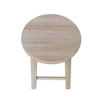 International Concepts Round Top Stool, 18-Inch Seat Height, Solid Parawood, Unfinished