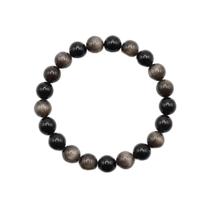 The Vida Handmade AAA+ Quality Crystal Stretch Elastic Bracelet - Nature Gemstone - Jewelry Gift - Holiday Gift - For Women & Men (Silver Sheen Obsidian)