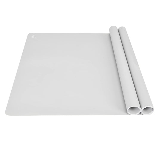 Thick Silicone Counter Mat Large Set of 2, Heat Resistant Pad for Kitchen Table/Countertop Protector/Non Stick Pastry Baking Placemats, Silicone Mat for Crafts Kids (20×28, Gray)