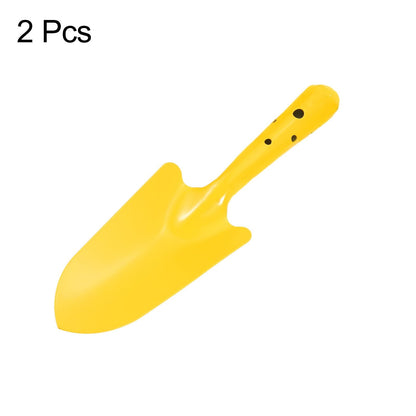 HARFINGTON 2pcs Mini Colorful Metal Hand Shovel 11" x 3" Digging Trowel Set Transplanting Garden Tools for Flower Soil Digging Planting Weeding Transplanting Garden, Yellow