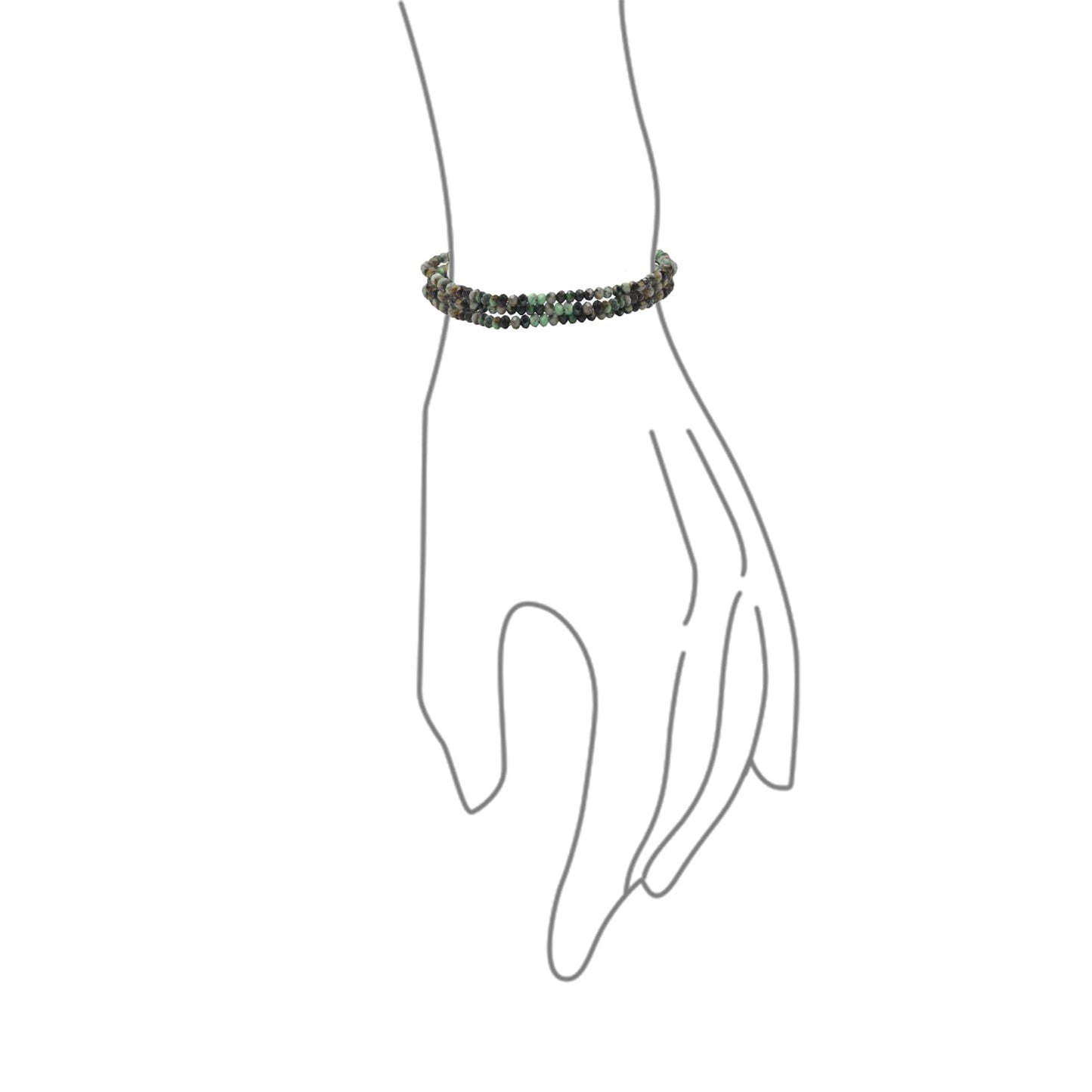 Bling Jewelry Genuine Natural Tiny African Turquoise Faceted Ombre Multicolor Petite Seed Caviar Rondelle Beads Olive Green Stretch Bracelets For Women Teens Stackable Set of 3 Strands