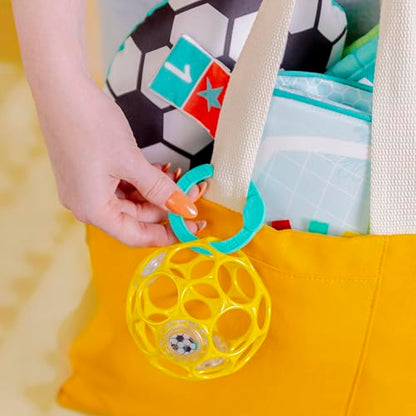 Bright Starts Grip & Kick Oball Activity Gym, Soccer Theme with Easy-Grasp Baby Toys, Baby Play Gym, Kick Pad with Activated Lights & Tummy Time Pillow, Unisex, Newborn+