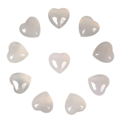 Gray Agate Gemstone Healing Crystal 0.8 Inch Mini Puffy Heart Pocket Stone Iron Gift Box (Pack of 10)