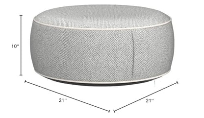 weruisi Inflatable Pouf Ottoman, 21x10 Inches Stuffed Chenille Ottoman with Inflatable PVC Liner, Foot Rest with Portable Handle, Round Floor Pillow for Living Room, Bedroom, Kids Room