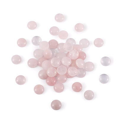 Fashewelry 50Pcs Natural Rose Quartz Cabochon Stone Half Round Beads 12mm Flat Back Gemstone Chakra Healing Crystal Cover Cabs for Jewelry Making
