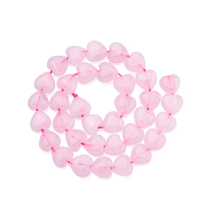 Fashewelry 42pcs Polished Heart Natural Rose Quartz Stone Beads Tumbled Chakra Gemstone Beads Crystal Healing Drilled Loose Beads for Earring Bracelet Necklace Jewelry Making