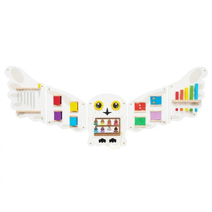 Monläurd® Montessori Owl Busy Board - Sensory Wall Panel for Toddlers, Wooden Activity Board for Kids 6M+, Montessori Educational Toys for Baby Learning, Playroom & Daycare Furniture