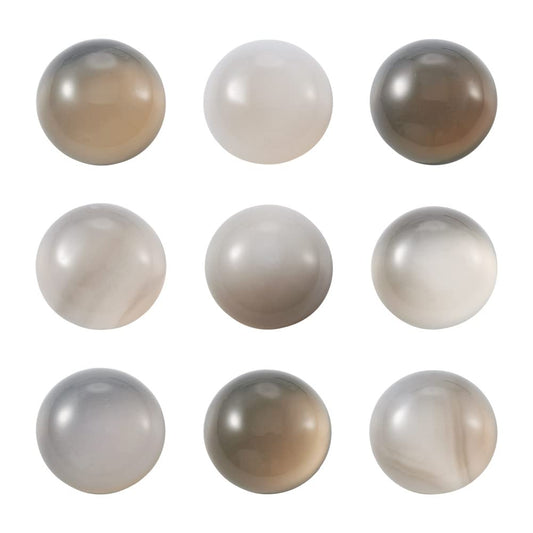 Fashewelry 50Pcs 12mm Natural Gray Agate Cabochon Stone Half Round Beads Flat Back Healing Crystal Gemstone Chakra Beads for Jewelry Crafts Making