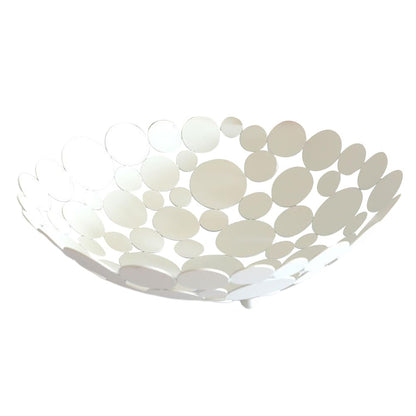 TOPBATHY Metal Fruit Bowl, Decorative Petal Shaped Iron Arts Basket, Countertop Storage Bowls for Fruit, Vegetable, Snack (White)