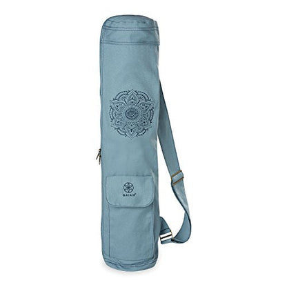 Gaiam Cargo Yoga Mat Bag, Full-Zipper Yoga Mat Carrier with Adjustable Strap, Front & Exterior Phone Pocket with Earbuds Slit, Stylish & Functional Fitness Mat Holder for Women & Men