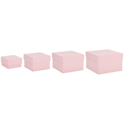 Stockroom Plus Gift Box Set - 4 Piece Assortment, Pink - Nesting & Stackable Pink Square Boxes with Lids for Weddings, Birthdays & Favors