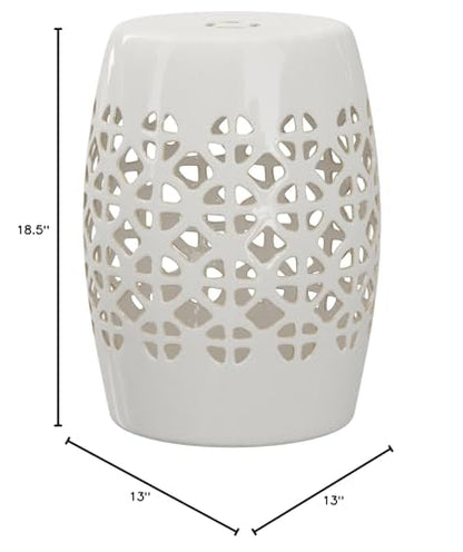 Safavieh Castle Gardens Collection Circle Lattice White Ceramic Garden Stool