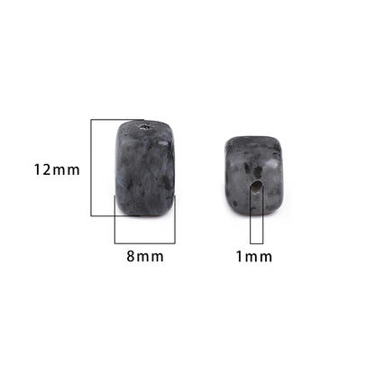 BEADIA Natural Black Spectrolite Cuboid Stone Loose Semi Gemstone Beads for Jewelry Making 8mmx12mm 38cm/Strand