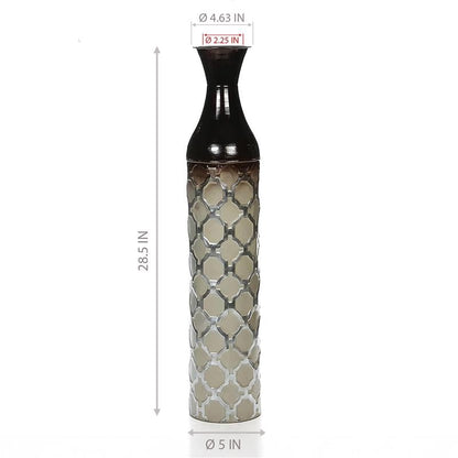 Hosley Metal Brown Tones Moroccan Embossed Floor Vase 28.5 Inch High. Great Vase for Dried Floral Arrangements Craft Projects Ideal Gift for Wedding Special Occasion Home Office