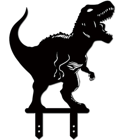 Large 14.56" Metal Garden Decor, 2 Pack Weather-Proof Dinosaur Statue, Dino Silhouette Garden Sculptures & Statues Stakes for Outdoor Lawn, Patio, Flower Beds, Ideal Gardening & Country Gifts