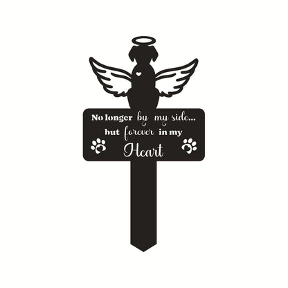 HSECPTOW Metal Dog Memorial Garden Marker, 12 inch Outdoor Pet Grave Marker with Silhouette Design, Weatherproof Headstone Plaque for Indoor, Yard