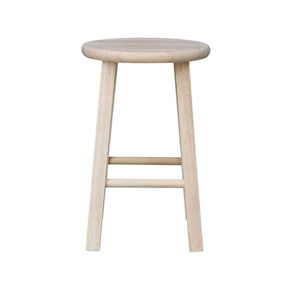 International Concepts Round Top Stool, 18-Inch Seat Height, Solid Parawood, Unfinished