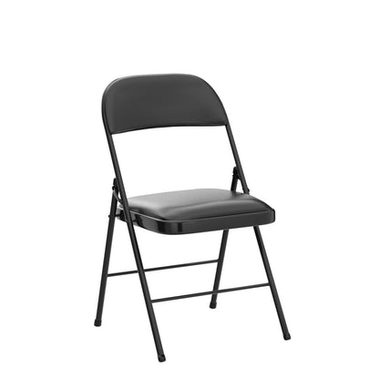 Nazhura 4 Pack Folding Chairs with Padded Cushion and Back, Khaki Metal Chairs with Comfortable Cushion and Durable Steel Frame for Home and Office, for Indoor and Outdoor Events (Black, 4 Pack)