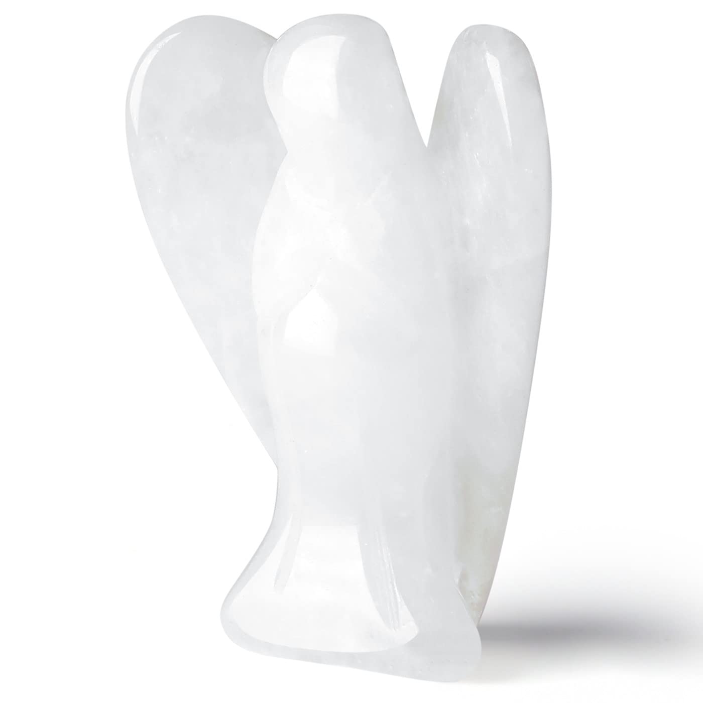 QINJIEJIE 3" Quartz Crystal Angel Decor Healing Statue - Polished Gemstone Big Guardian Angels for Office, Desk, Room - White Crystal Decorations, Spiritual Gifts