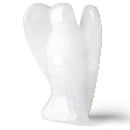 QINJIEJIE 3" Quartz Crystal Angel Decor Healing Statue - Polished Gemstone Big Guardian Angels for Office, Desk, Room - White Crystal Decorations, Spiritual Gifts