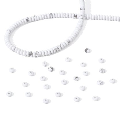 BEADIA Natural White Howlite Disk Stone Beads 4x2mm 160pcs Rondelle Loose Semi Gemstone Beads for Jewelry Making Design