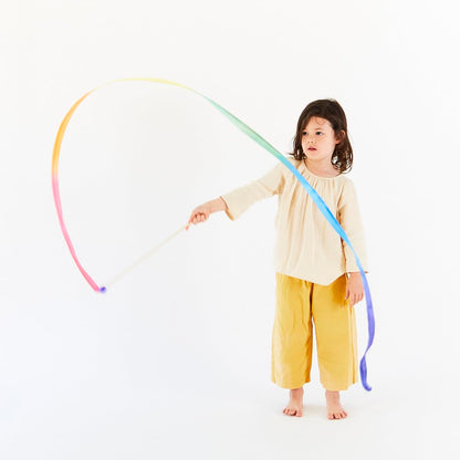 Sarah's Silks Rainbow Streamer - 8' Long Twirling Ribbon Wand for Kids | Montessori and Waldorf Toys