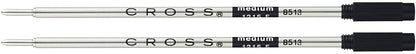 Cross Refills for Ballpoint Pens, Medium, Black Ink, 2/Pack (85132) (New Version)