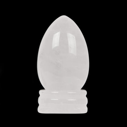 Justinstones Natural White Clear Quartz Gemstone Egg Crystal Healing Chakra Meditation Home Office Decor Stone with Stone Stand
