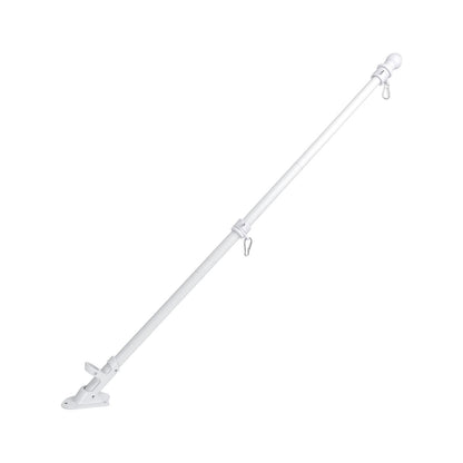Hoffen 6FT Flag Pole Kits for Outside House with Upgraded Bracket, Stainless Steel Wall Mount Tangle FlagPole Without America Flags for Residential or Commercial (White)