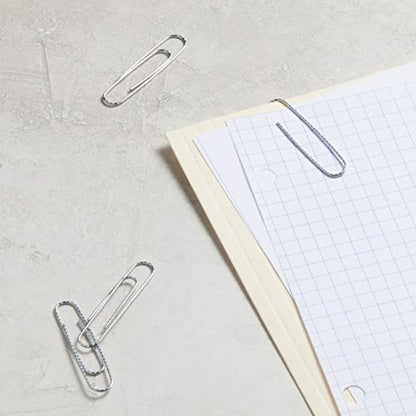 Amazon Basics Jumbo Size Office Paper Clips, Non-Skid, Silver, 1000 Count, 10 Packs of 100, A7072557