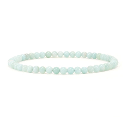 Cherry Tree Collection - Small, Medium, Large Sizes - Gemstone Beaded Bracelets For Women and Men - 4mm Round Beads (Amazonite, Small)